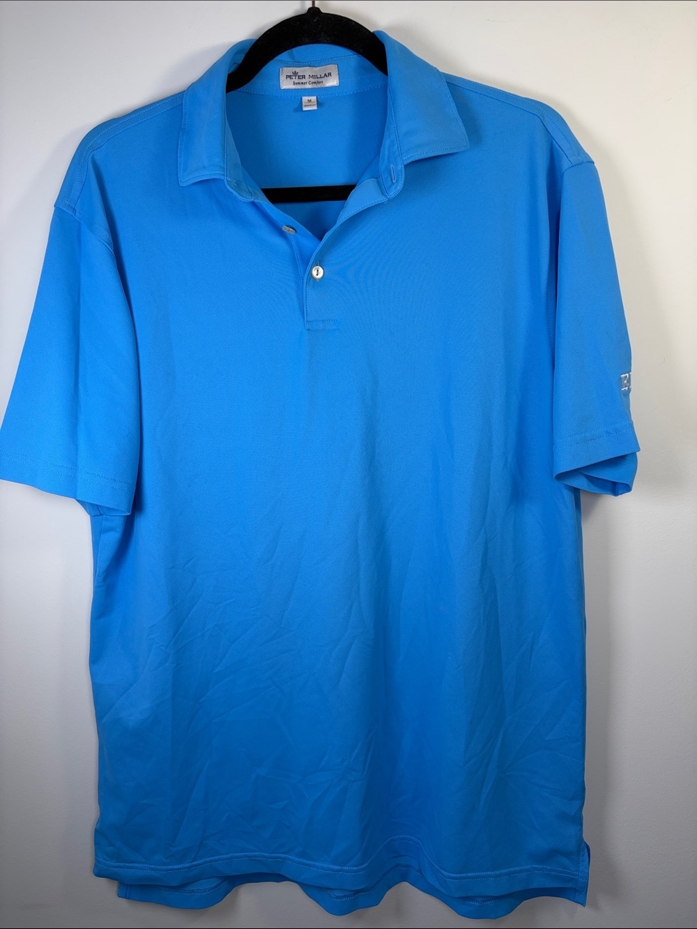 Peter Millar Summer Comfort Bright Blue Eiger Short-Sleeve Performance Polo - M